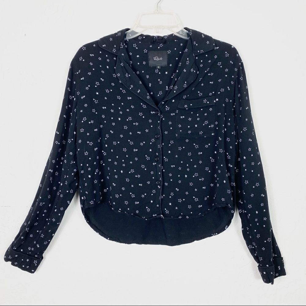 Rails Black & White Star Print Button Up Shirt - image 1